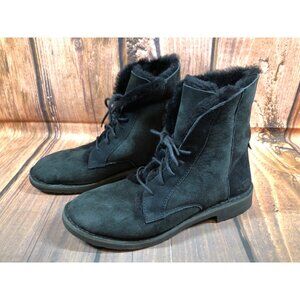 UGG Quincy Black Shearling Lined Ankle Bootie 1012359 Womens 8 /39 (g6o